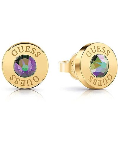 Guess Earrings Crystals Shiny Blue Surgical Stainless Steel Gold Plated Ube78101 [ac1154] - Metallic
