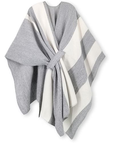 HIKARO Poncho Cape Fashion Reversible Oversized Shawl Scarf Wrap Elegant Cardigan Creative Coat - Grey