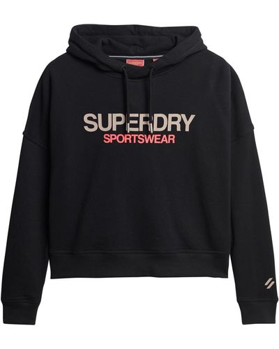 Superdry Sportswear Logo Boxy Hood Sweatshirt - Schwarz