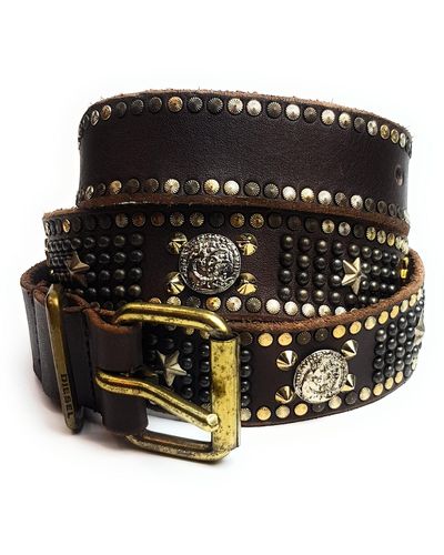 DIESEL Leder Designer Gürtel "Begely" Leather Belt 85cm Handarbeit #4 - Mehrfarbig