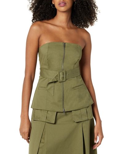 The Drop Strapless Zip Front Top With Belt By @ieshathegr8 - Green