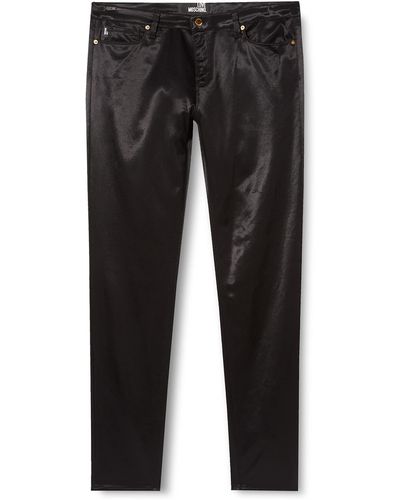 Love Moschino Moschino Skinny Five Pocket Trousers with Logo Tab on Back Belt Jeans - Noir