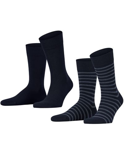 Esprit Socken Fine Stripe 2-Pack M SO Baumwolle gemustert 2 Paar - Blau