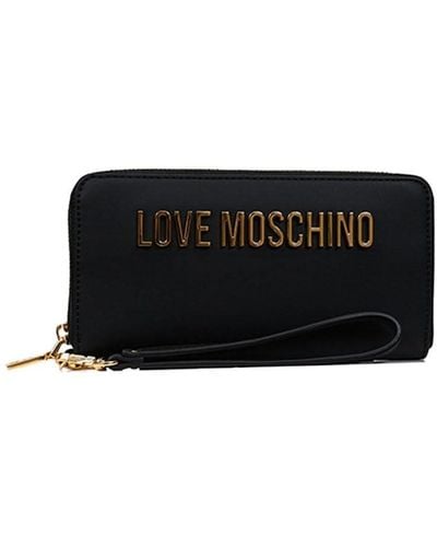 Love Moschino Lettering Wallet In Faux Leather Large - Black