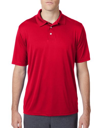 Hanes Mens Cooldri Short Sleeve Performance Polo Shirts - Red