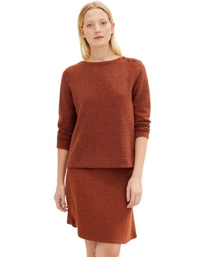 Tom Tailor Sweatshirt mit Knopfleiste - Rot