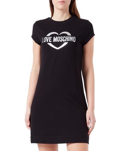 Love Moschino Robe à ches Courtes Slim Fit A-Line - Noir