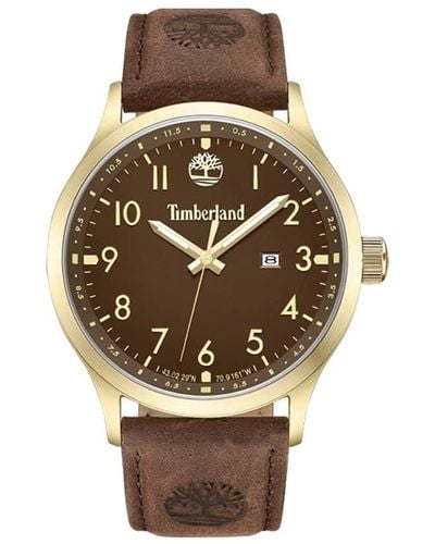 Timberland Analog Quarz Uhr mit Leder Armband TDWGF0009604 - Mettallic