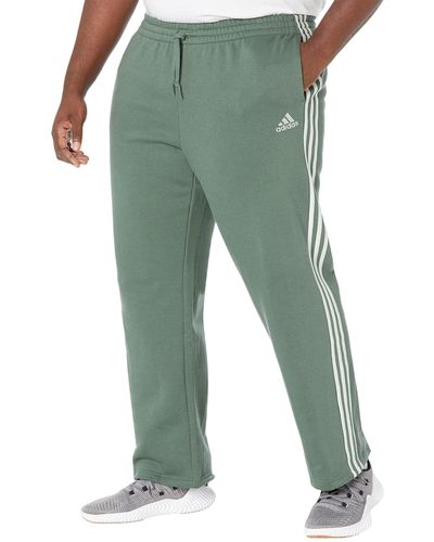 adidas Essentials 3-Stripes Fleece Open Hem Pants Green Oxide/Linen Green LG 30 - Vert
