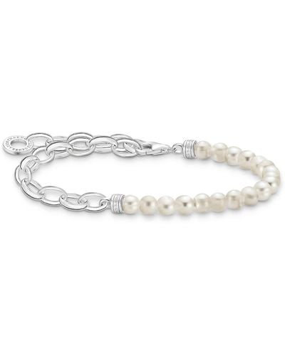 Thomas Sabo Charm-Armband mit weißen Perlen 925 Sterlingsilber A2098-082-14