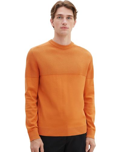 Tom Tailor 1038221 Strick-Pullover aus Baumwolle - Orange