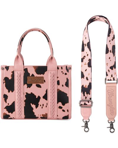 Wrangler Cow Print Tote Bag Handbags And Purses For Western Crossbody Bags For With Adjustable Strap - Pink
