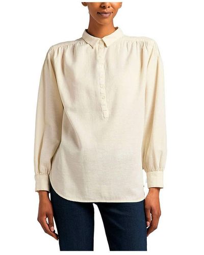 Lee Jeans Pintucked Relaxed Blouse Shirt - Natur