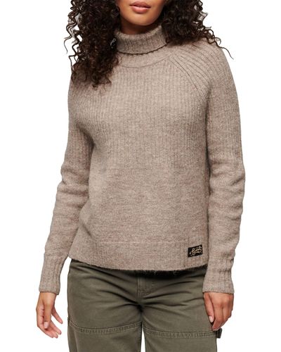 Superdry Essential Rib Knit Jumper Sweatshirt - Braun