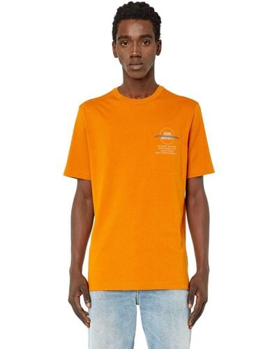 DIESEL T-shirt con stampa logata e dettaglio a contrasto - Arancione