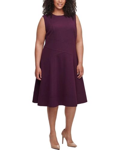 Tommy Hilfiger Plus Size Fit And Flare Dress - Purple