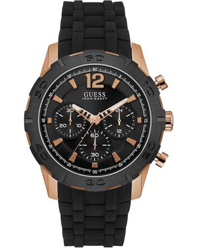 Guess Chronograph Quarz Uhr mit Silikon Armband W0864G2 - Schwarz