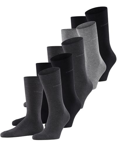 Esprit Solid-Mix 5-Pack Chaussettes Coton Biologique Durable Gris Noir Plus De Couleurs Renforcées Fines Sans Motif TAILLE UNIQUE