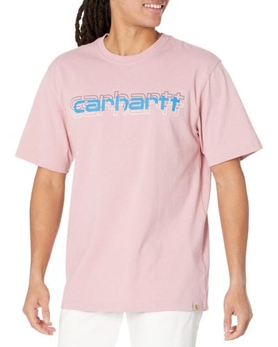Carhartt Loose Fit Heavyweight Short Sleeve Logo Graphic T-shirt - Pink