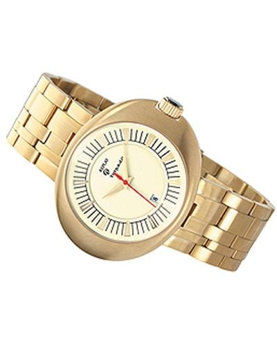 Replay Gents Grey Dial Gold Plated Bracelet Watch - Metallic