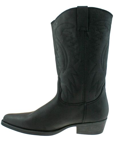 Wrangler Texas Ii Hi S Leather Calf Length Cowboy Boots Black Uk 9
