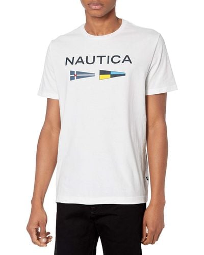 Nautica Sustainably Crafted Logo Signal Flag Graphic T-Shirt - Blanc