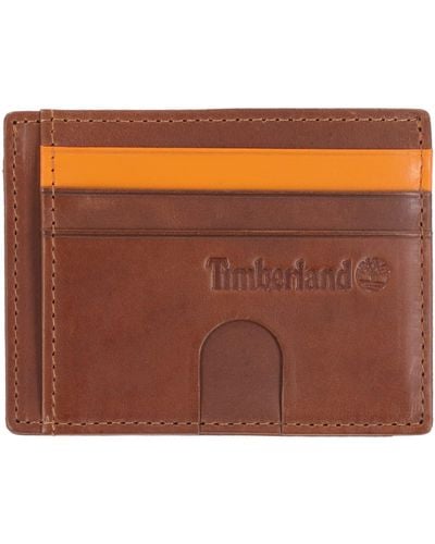 Timberland Slim Leather Minimalist Front Pocket Credit Holder Wallet - Brown