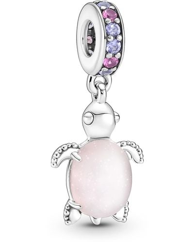 PANDORA Murano Glass Pink Sea Turtle Dangle Charm 798939C02 - Weiß