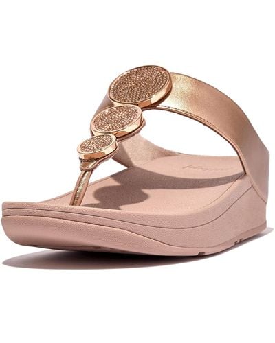Fitflop Halo Bead-circle Metallic Toe-post Sandals Wedge - Pink