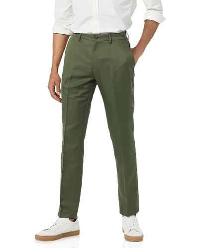 Amazon Essentials Pantaloni da Abito Senza Pinces Slim Uomo - Verde