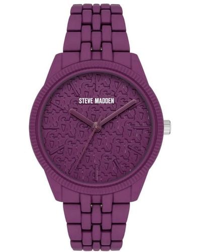 Steve Madden Rubberized Bracelet Watch - Purple