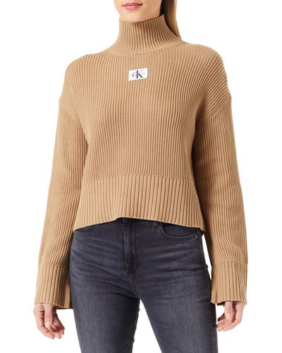 Calvin Klein Label Chunky Sweater J20J222250 Pullover - Blau