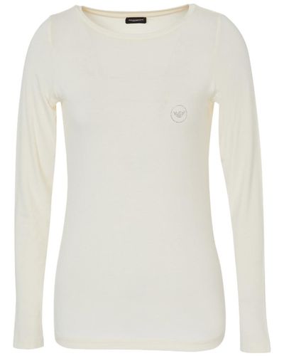 Emporio Armani Fluid Viscose Long Sleeve T-shirt - White