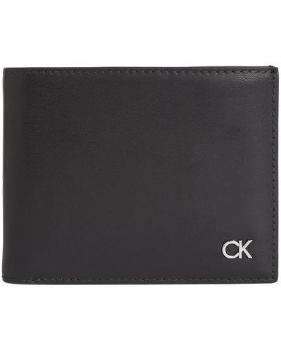 Calvin Klein Metal Bifold 5cc W/coin Wallets - Black