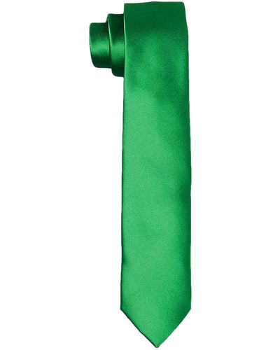 HIKARO Cravatta da uomo sottile realizzata a mano effetto seta 6 cm - Verde