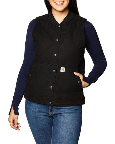 Carhartt Women's Rugged Flex Relaxed Fit Canvas Insulated Rib Collar Vest - Black