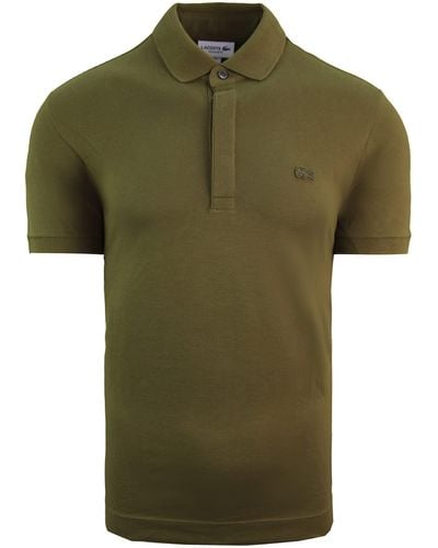 Lacoste Regular Fit Short Sleeve Khaki S Cotton Polo Shirt Ph5522 Uxf - Green