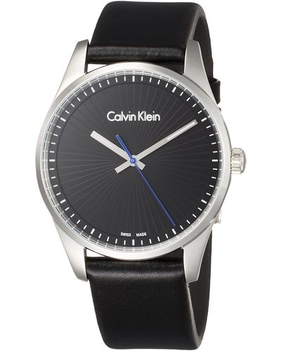 Calvin Klein Analogue Quartz Watch With Leather Strap K8s211c1 - Black