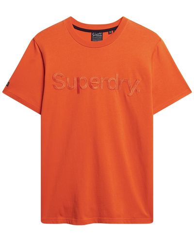 Superdry T-Shirt mit farblich abgestimmter Logostickerei Signalorange XL