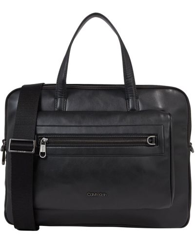 Calvin Klein Sac pour Ordinateur Portable Elevated Simili Cuir - Noir