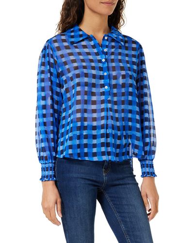 French Connection Edeline Long Sleeve Top Blouse - Blue