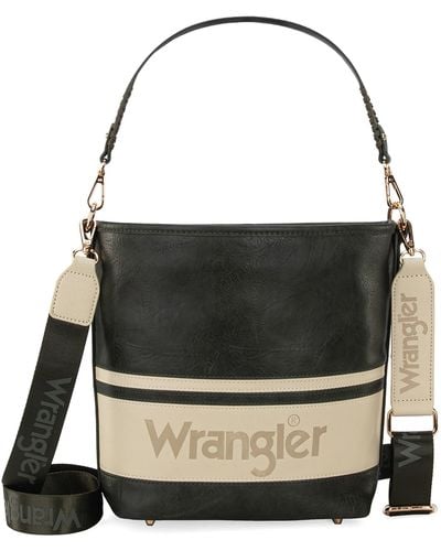 Wrangler Hobo Shoulder Handbag For Weave Bucket Bag - Black