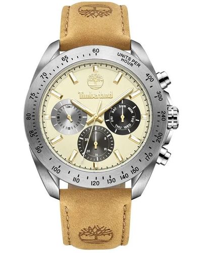 Timberland 's Analog Quartz Watch With Leather Strap Tdwgf0009803 - Metallic