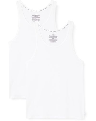 Calvin Klein 2P TANK-Canottiera Uomo Bianco (White 100) Medium