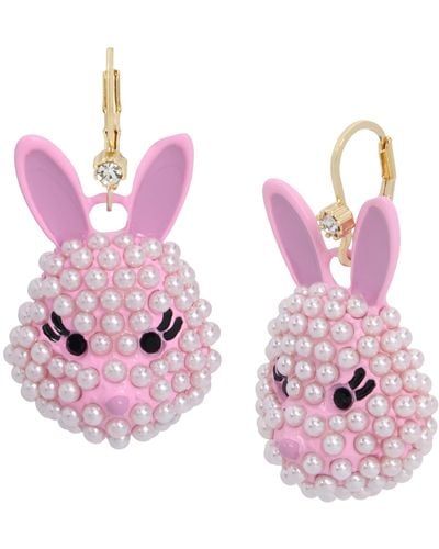 Betsey Johnson S Bunny Drop Earrings - Pink