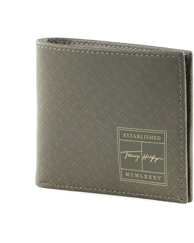 Tommy Hilfiger Th Signature Mono Mini Cc Wallet Army Green Flag Monogram - Groen