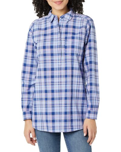 Goodthreads Washed Cotton Long-sleeve Popover Tunic - Blue
