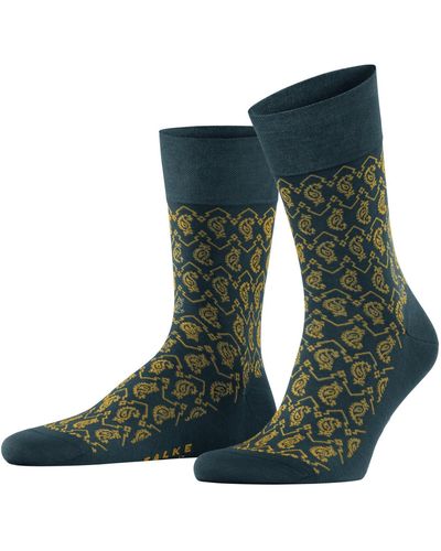 FALKE Socken Sensitive Indian Tie Pattern M SO Baumwolle mit Komfortbund 1 Paar - Grün