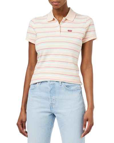 Levi's Slim Housemark Polo Hemd,Supermarket Stripe Pale Peach,M - Blau