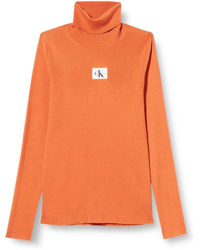 Calvin Klein Badge Rollkragenpullover Pullover - Orange